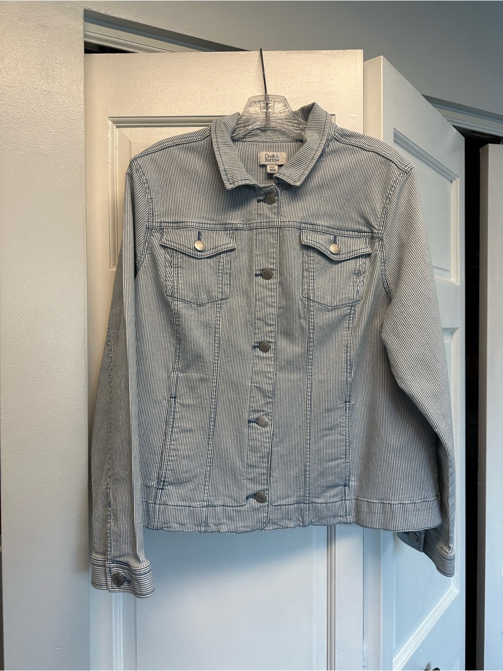 croft & barrow Light Blue Pinstripe Denim Jacket